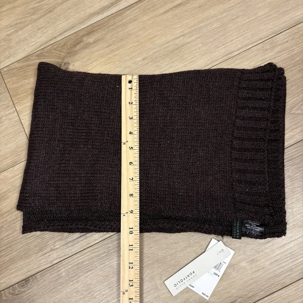 NWT Perry Ellis Brown‎ Acrylic One Size Knit Wrap Scarf